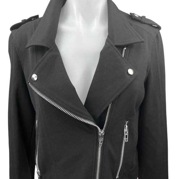 BlankNYC Women's Black Asymmetrical Zip Collar Moto Biker Bomber Coat Jacket S - Picture 3 of 5